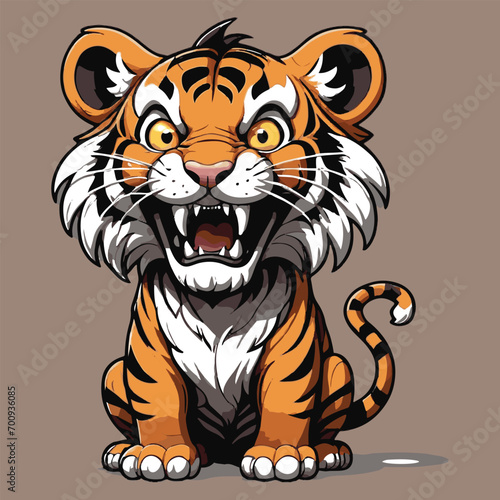 vector of  cute mad tiger.