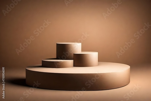 Minimalistic abstract gentle light brown background for product presentation with light and intricate shadow from the window