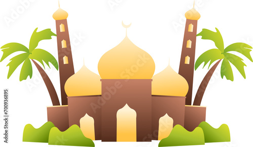 Aesthetic mosque Illustration, Ramadan clipart 