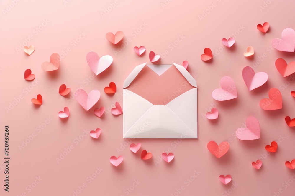 
Love letter envelope with paper craft hearts