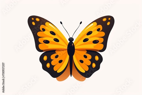 Orange Colored Butterfly Isolated for Design