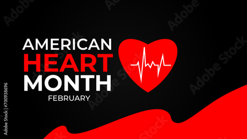 National Heart month is observed every year in February, to adopt healthy lifestyles to prevent heart disease (CVD). suit for banner, cover, flyer, poster, backdrop, plain. vector illustration