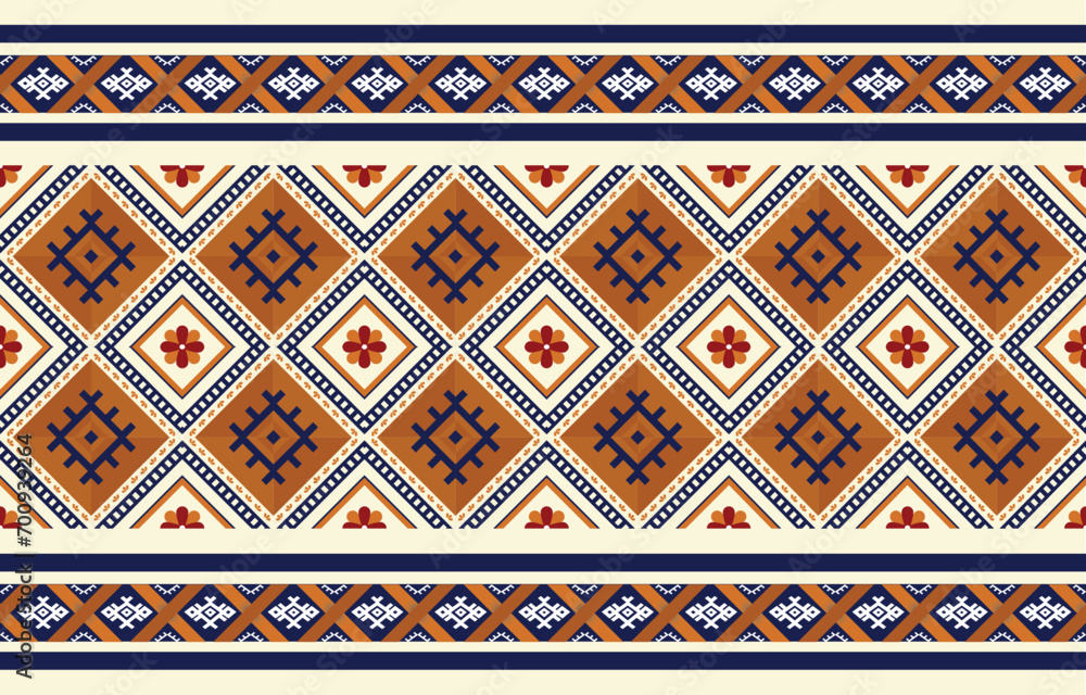 Ethnic ikat seamless pattern in tribal. fabric geometric ethnic ornament print. Ikat pattern style. Design for background, wallpaper, illustration, fabric, clothing, carpet, textile, embroidery.