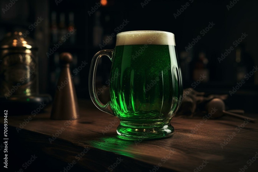 Green pint for St. Patrick's Day. Generative AI