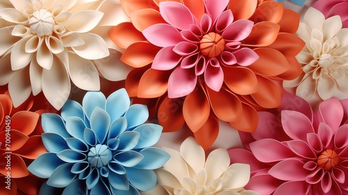 colorful paper flowers background, abstract floral background
