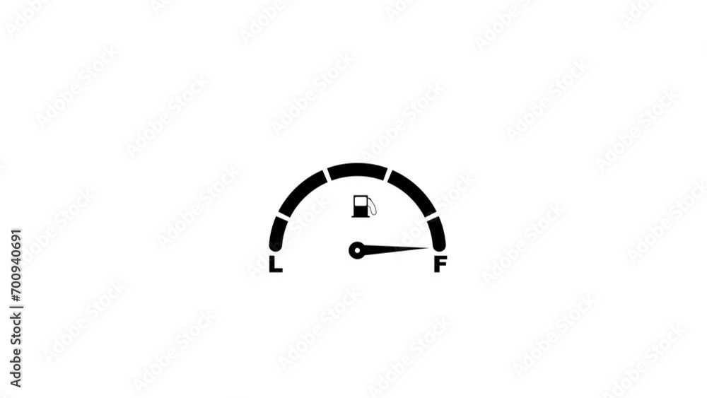 Fuel Meter Dashboard, fuel level indicator with arrow flashing low fuel