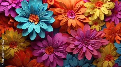 colorful seamless paper flowers background  abstract floral background