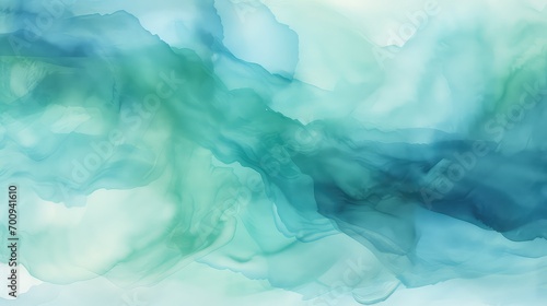 Abstract background with blue and green ink in water