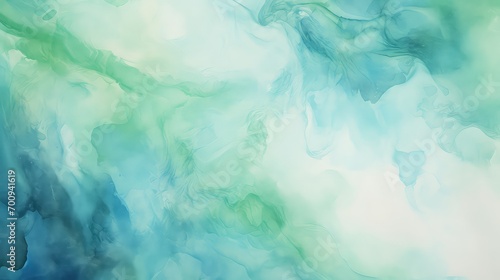 Abstract background with blue and green ink in water