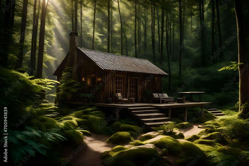 cabin in the woods generated by AI technology cabin in the woods generated by AI technology