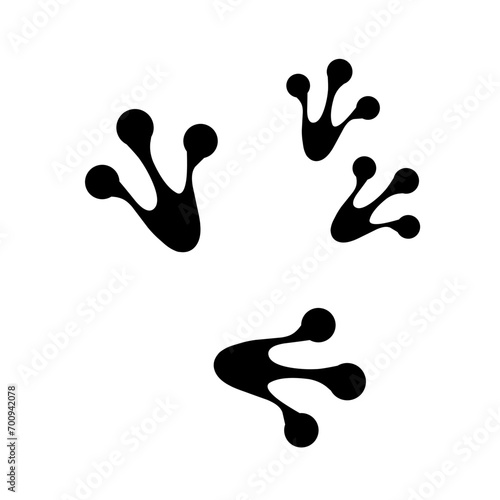 Frog footprints on a white background. Frog legs. Suitable for amphibian logos.