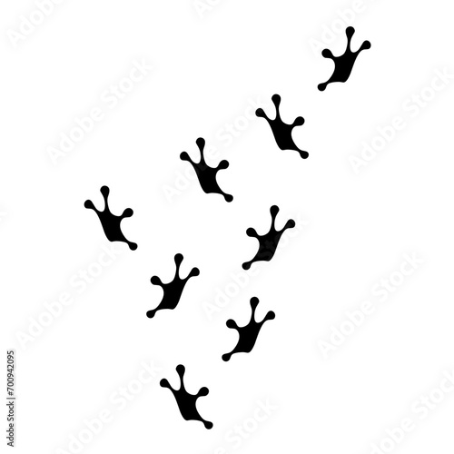 Frog footprints on a white background. An amphibian that can jump. photo