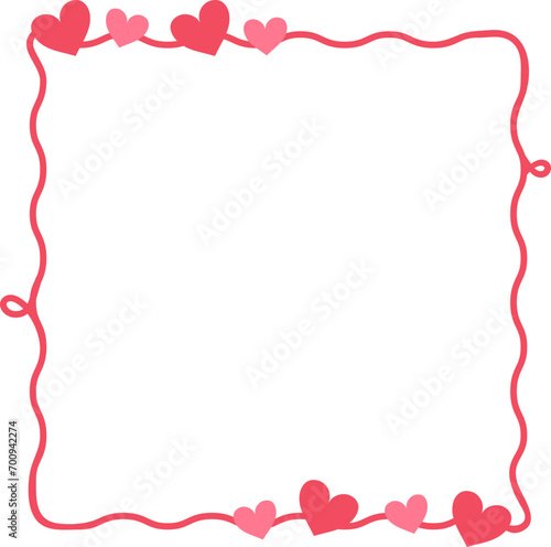 Valentine line hearts frame border