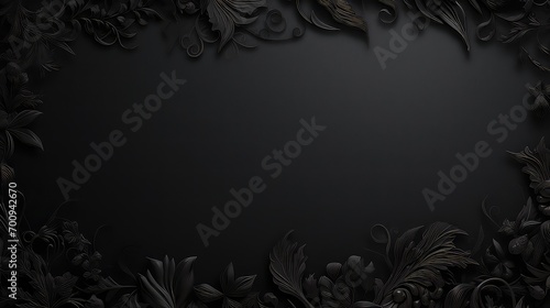 abstract black background with embossed floral ornament