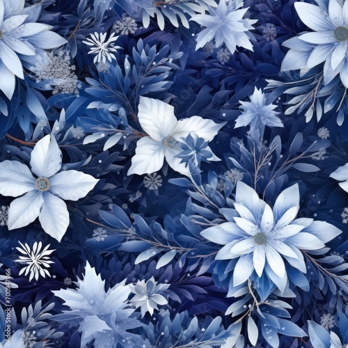 blue winter flowers background © vectorstory