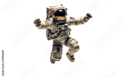 Astronaut Figurine Unveiled in Detail on a White or Clear Surface PNG Transparent Background.