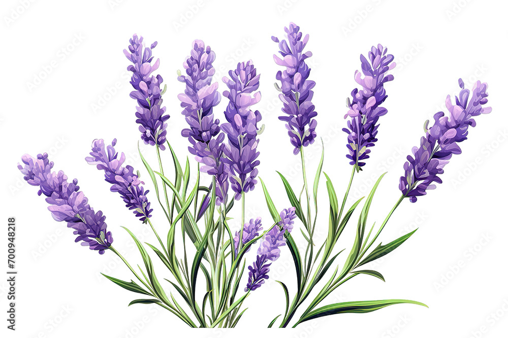 Purple lavender flowers isolated on PNG Background. Generative Ai. Purple lavender flowers isolated on PNG Background. Generative Ai.