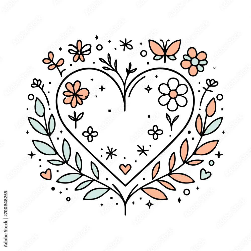 Minimal Heart Shape with Seasonal Style clipart for valentine or decoration of spring Minimal Heart Shape with Seasonal Style clipart for valentine or decoration of spring