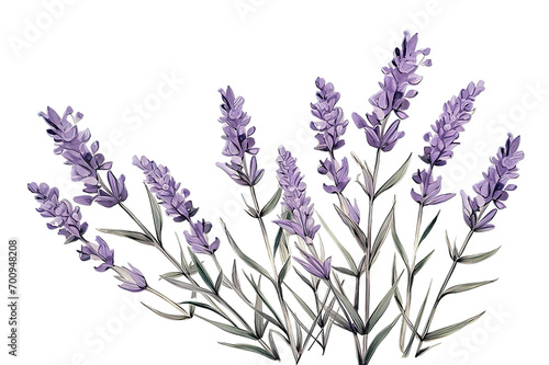 Purple lavender flowers isolated on PNG Background. Generative Ai.