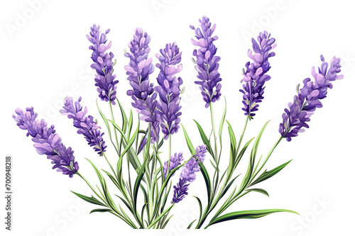 Purple lavender flowers isolated on PNG Background. Generative Ai.