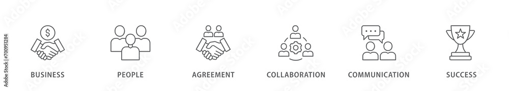 Business people banner web icon vector illustration concept with icon of business, people, agreement, collaboration, communication and success Business people banner web icon vector illustration concept with icon of business, people, agreement, collaboration, communication and success