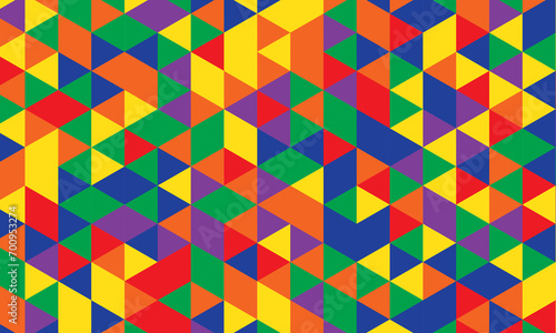 background Colorful geometric pattern with vibrant stripes and triangles.