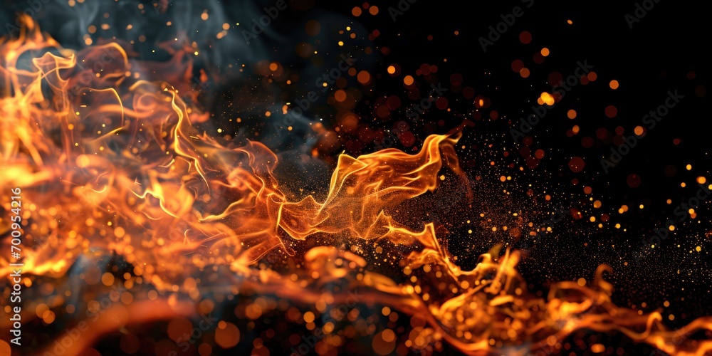 A close-up shot of a fire on a black background. Can be used to create a dramatic or intense atmosphere A close-up shot of a fire on a black background. Can be used to create a dramatic or intense atmosphere