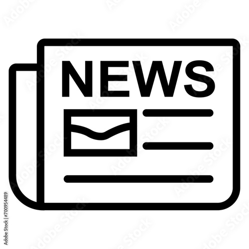 Newspaper breaking news line art icon for apps and websites