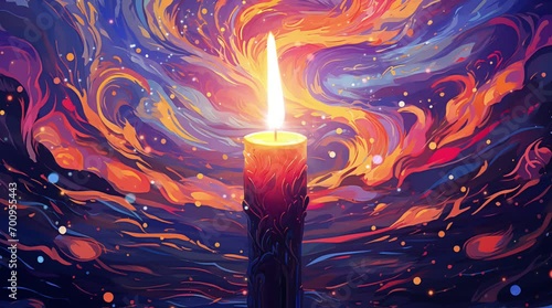 Beautiful burning candle illustration video	 photo