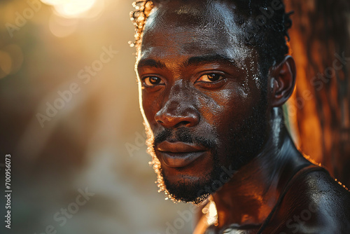 Portrait of a young, attractive and muscular black man © artefacti