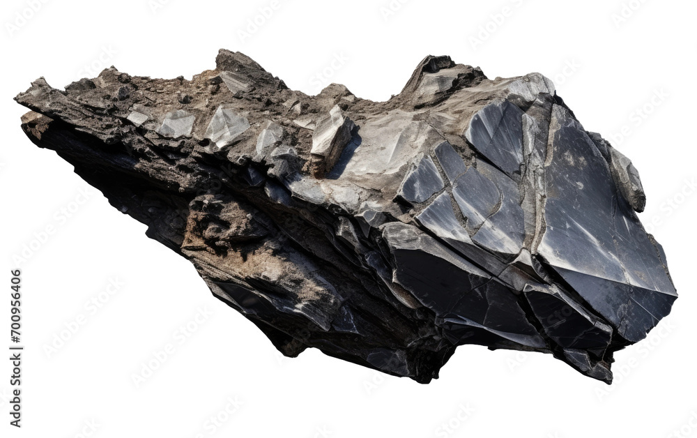 Isolated View of Meteorite Fragment Display on a White or Clear Surface PNG Transparent Background.