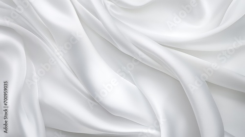 Closeup of rippled white silk fabric lines background