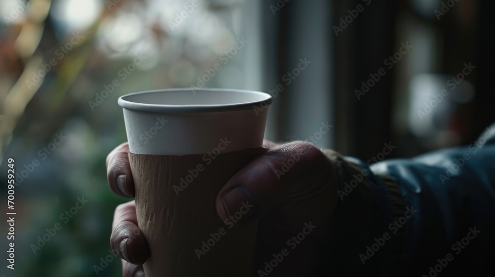 A person holding a cup of coffee. Can be used to depict relaxation, morning routine, or coffee break A person holding a cup of coffee. Can be used to depict relaxation, morning routine, or coffee break
