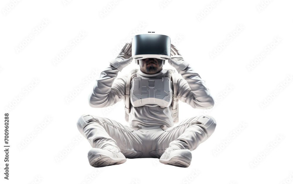 Exploring the Ultimate Space VR Isolation on a White or Clear Surface PNG Transparent Background.