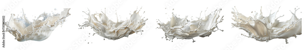 Collection of milk splash on a transparent png background Collection of milk splash on a transparent png background