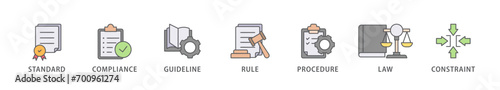 Regulation banner web icon vector illustration concept with icon of standard, compliance, guideline, rule, procedure, law and constraint
