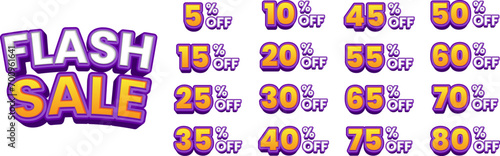 Flash sale promotion for Sale banner with discount percent off numbers for promotions, events, posts