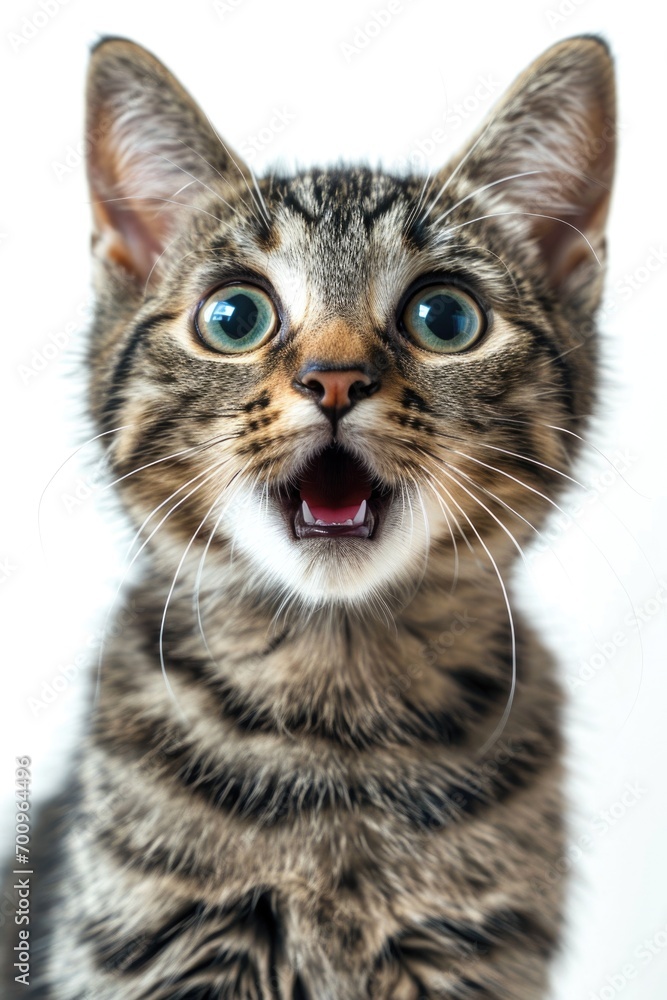 A close-up shot of a cat with its mouth wide open. Perfect for pet-related projects or showcasing animal behavior