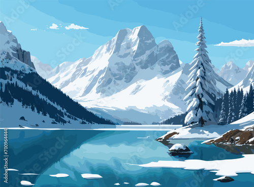landscape with mountains and lake