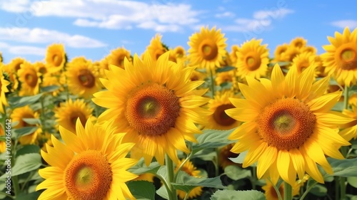 Fields of Sunflowers Under the Blue Sky