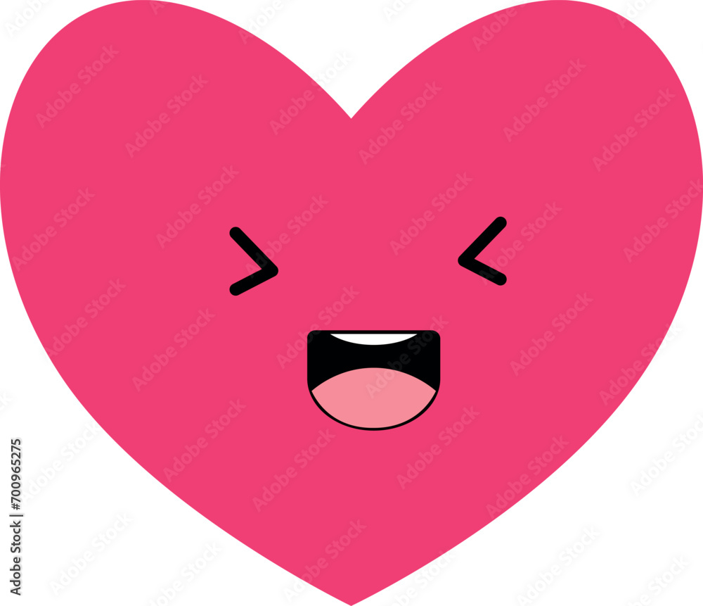 Heart, love, romance or valentine's day red vector icon with kawaii emoji for apps and websites Heart, love, romance or valentine's day red vector icon with kawaii emoji for apps and websites