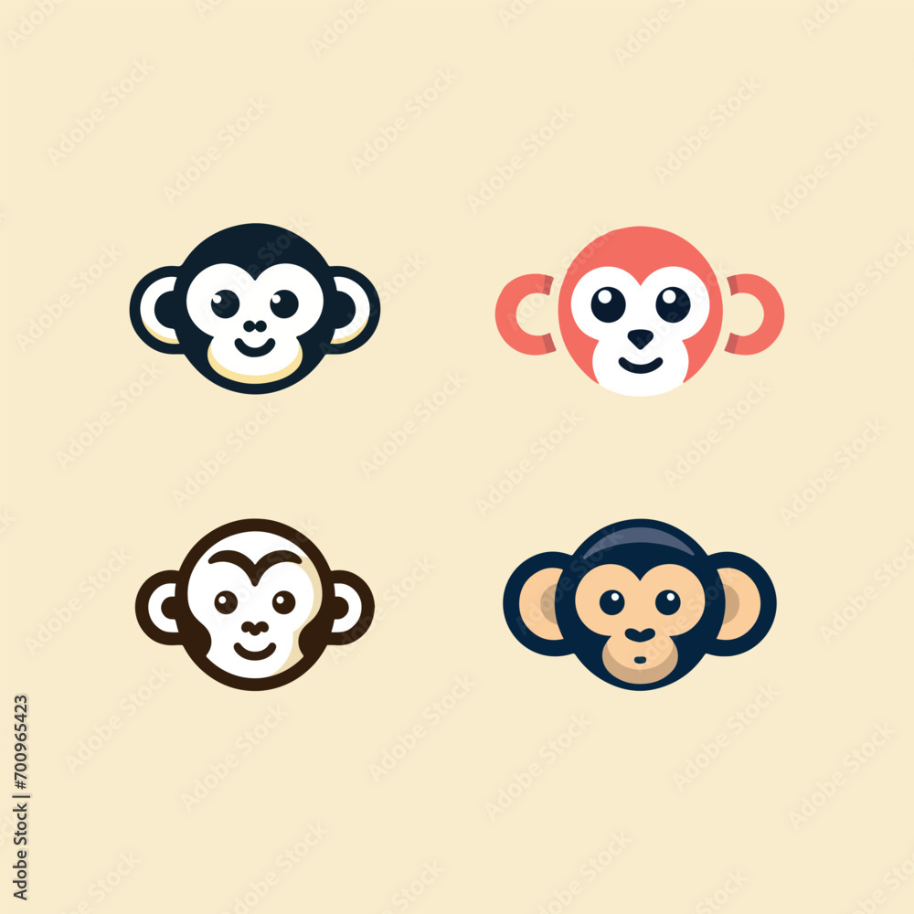 Happy smiling face with monkey heart vector art Happy smiling face with monkey heart vector art