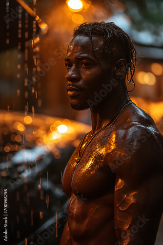 Radiant Strength: Portrait of Young, Attractive, Muscular Black Man