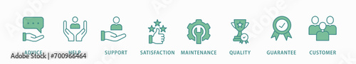 After-sales service banner web icon vector illustration concept with icon of advice, help, support, satisfaction, maintenance, quality, guarantee, customer