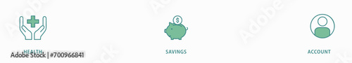 HSA banner web icon vector illustration concept for health saving account with icon of healthcare, growth, id card, and accounting