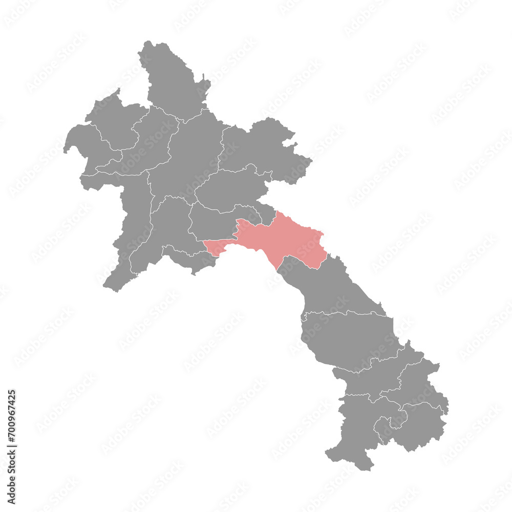 Bolikhamsai province map, administrative division of Lao Peoples Democratic Republic. Vector illustration.