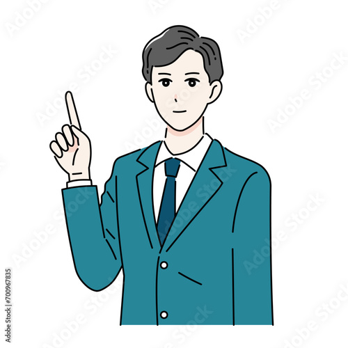 指を指して紹介をするビジネスパーソンのイラスト