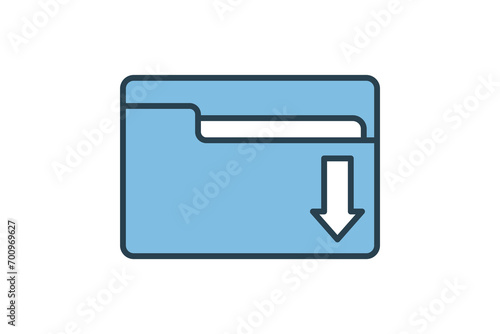 download folder icon. icon related to download. suitable for web site, app, user interfaces, printable, ui etc. flat line icon style. simple vector design editable