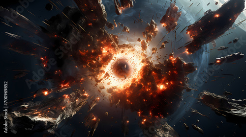 concept art of planet exploding after orbital attack