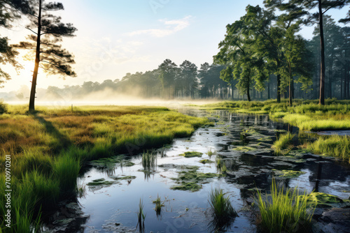 View of a wetland as conservation and sustainability background photo